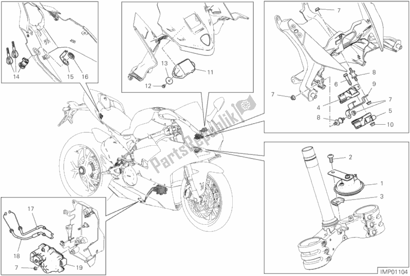 Todas las partes para 13e - Dispositivos Eléctricos de Ducati Superbike Panigale V4 S 1100 2018